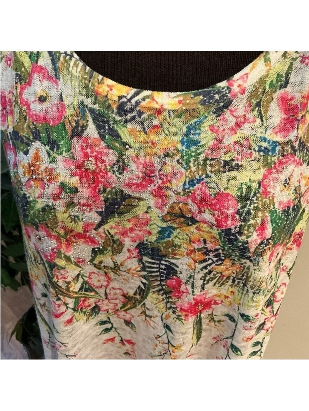 Women's SJS Floral Print Tank or swim cover up XL White Multi new with tags - Picture 7 of 11